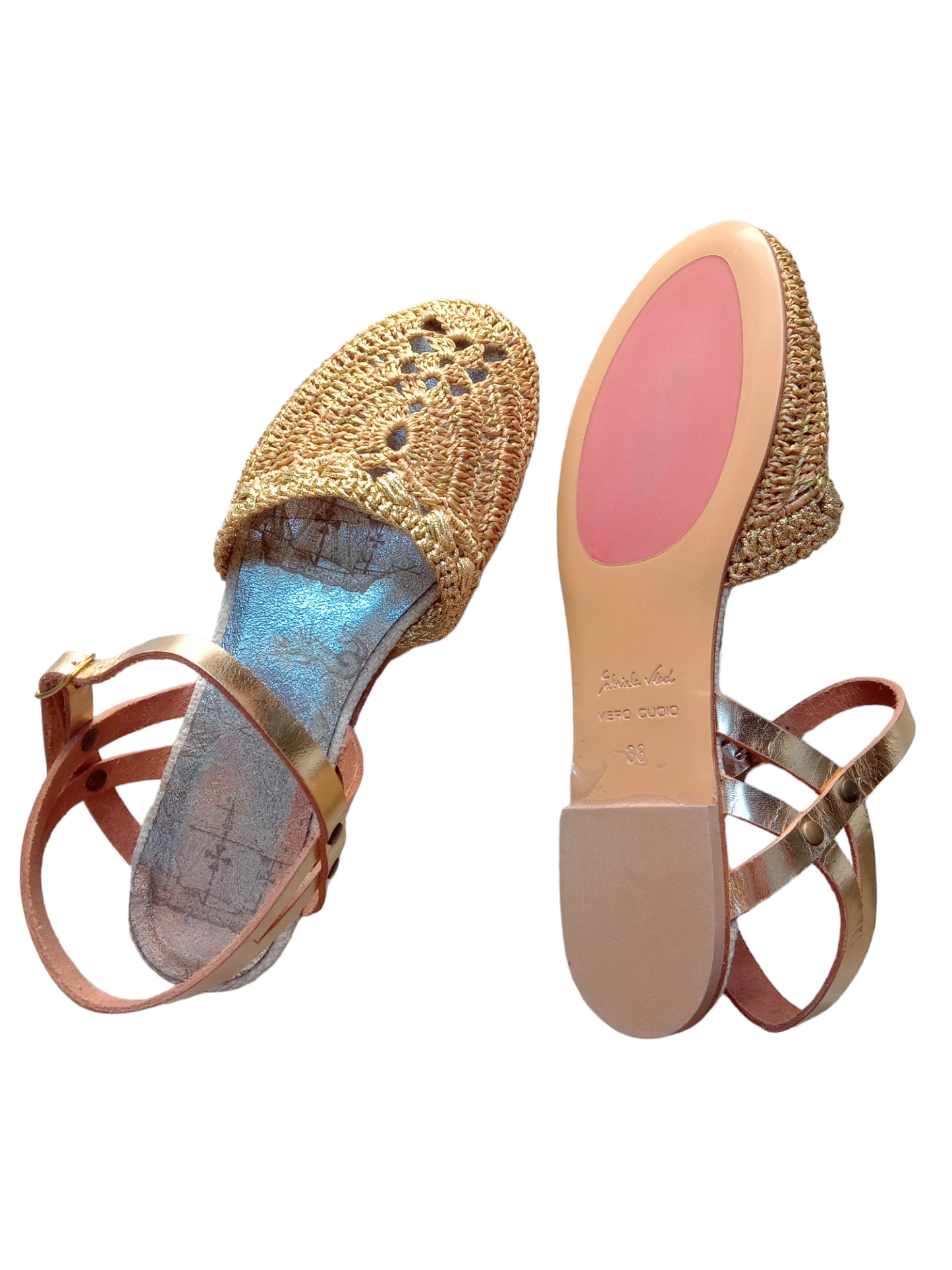 sandals crochet gold
