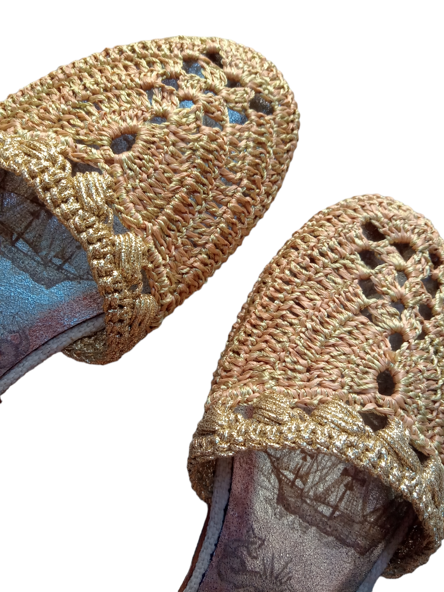 sandals crochet gold