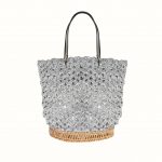 1_Basket_rafia_Crochet_with_handle_in_leather_bicolor_Black_Silver_and_natural_RUSH_Gabriela_Vlad