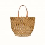 1_Basket_rafia_Crochet_with_handle_in_leather_bicolor_Natural_Gold_and_natural_RUSH_Gabriela_Vlad