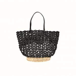 Basket_rafia_Crochet_with_handle_in_leather_col_Black_and_natural_RUSH