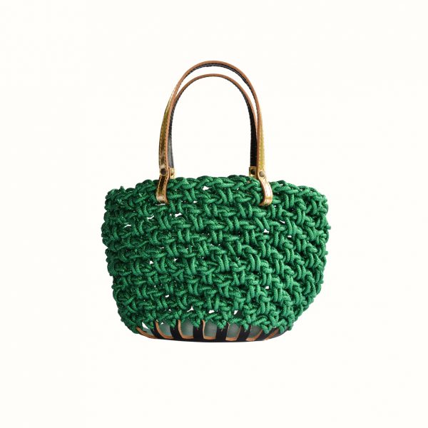 1_Small_basket_Lurex_thread_Crochet_with_handle_in_leather_bicolor_Black_Gold_Gabriela_Vlad