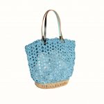 Basket_rafia_Crochet_with_handle_in_leather_bicolor_Black_Celeste_and_natural_RUSH